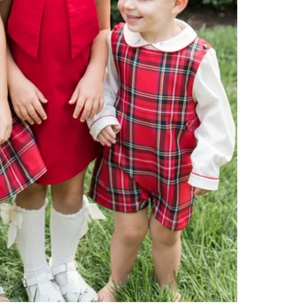 The Edgehill Collection Oliver Tartan Christmas Plaid Jon Jon - Size 6M